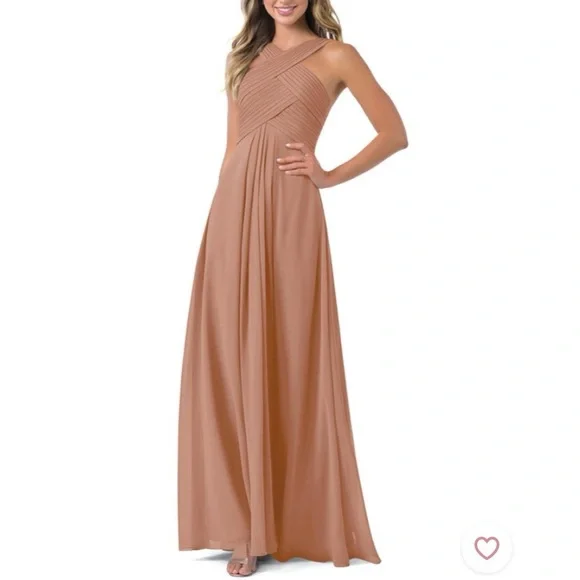 azazie champagne dress Sheath Scoop Neck Floor-Length Stretch Satin Bridesmaid Dresses Be there for your best friend in Saige Azazie Tessie Champagne Chiffon Bridesmaid